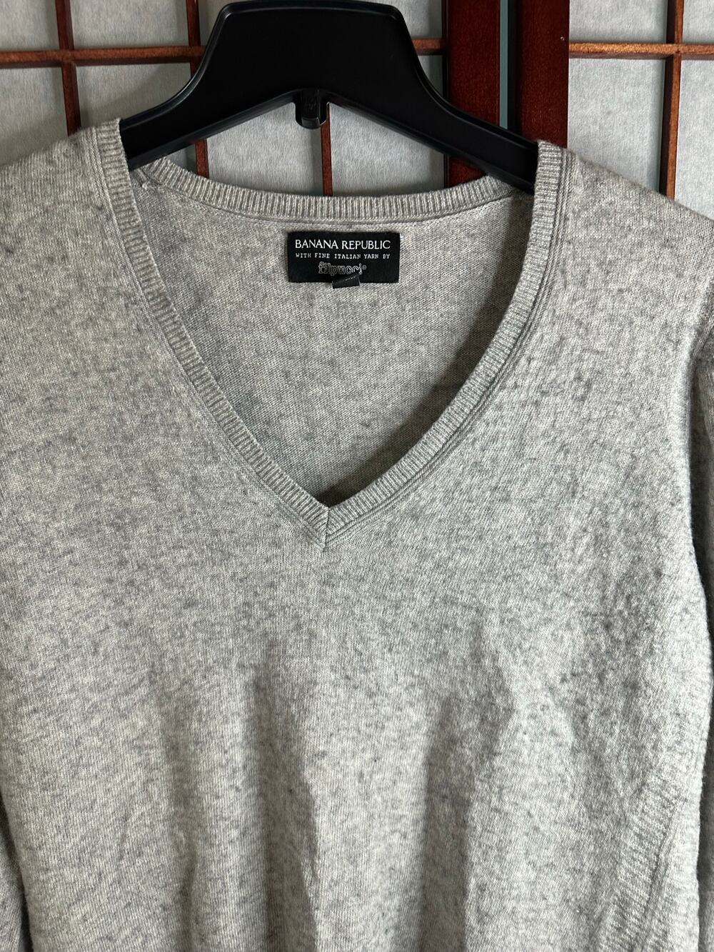 Banana Republic women's sweater gray fine Italian merino wool cashmere Large